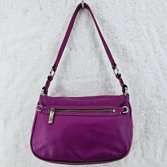 ANTONIO MELANI Purple Smooth Leather Shoulder Bag Silver Hardware - Picture 5 of 16